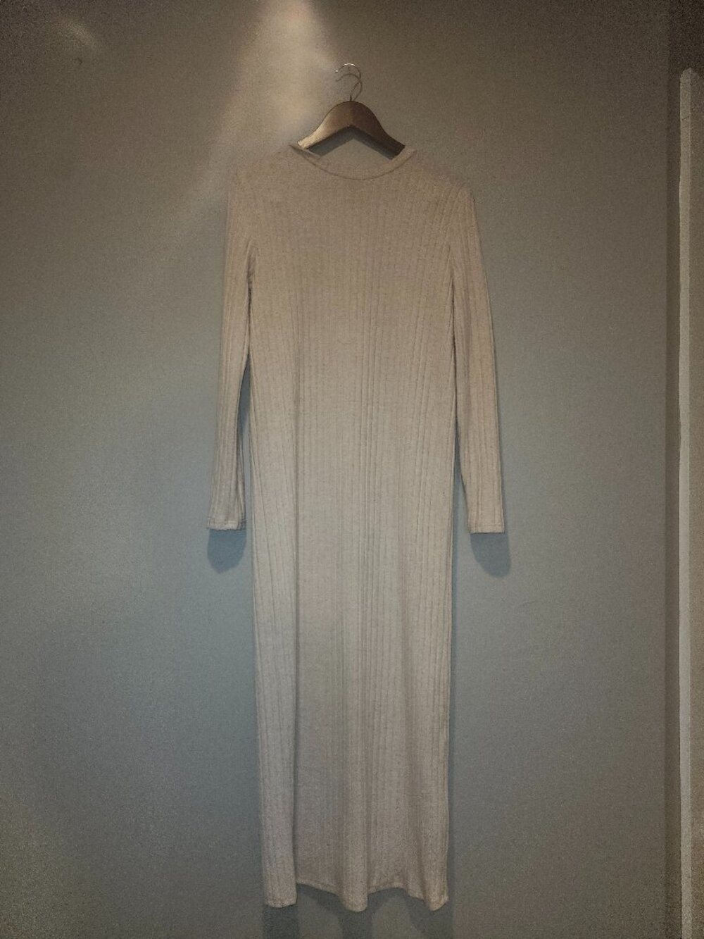 Cream Ribbed Dress